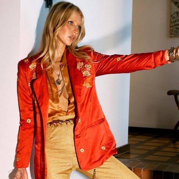 SOLD💫 Chasing Unicorns The Weight : Silk Embroidered Blazer sz S - Picture 10 of 16